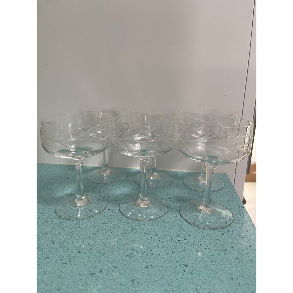 Sasaki  Vintage Crystal Cocktail Glasses Set of 6